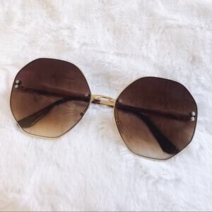 Ada Brown Round Geometric Fashion Sunglasses